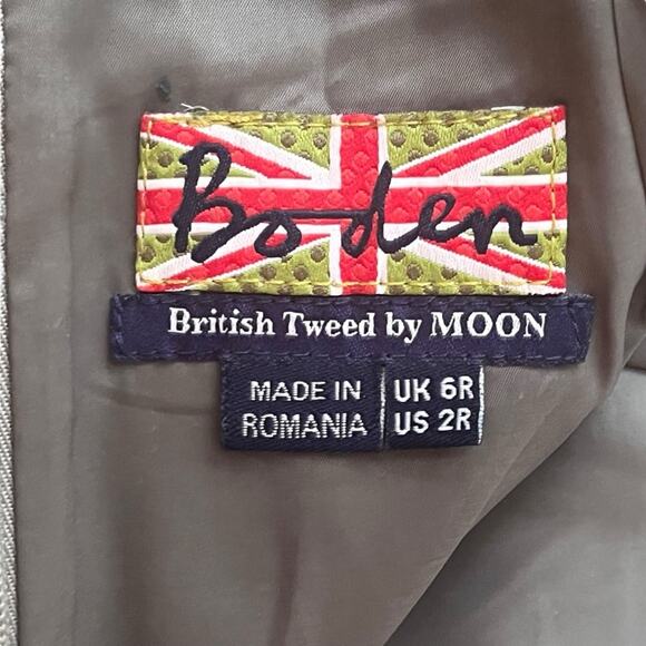 Boden British Tweed By Moon Wool Plaid Pencil Skirt Women 2 Grey Academia Preppy - Picture 5 of 9